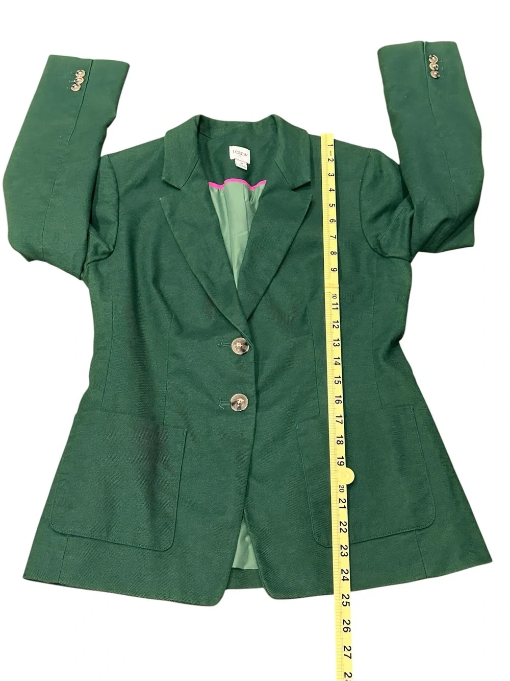 J. Crew Factory Women’s Green Refined linen-blend blazer Preppy Classic Size 4